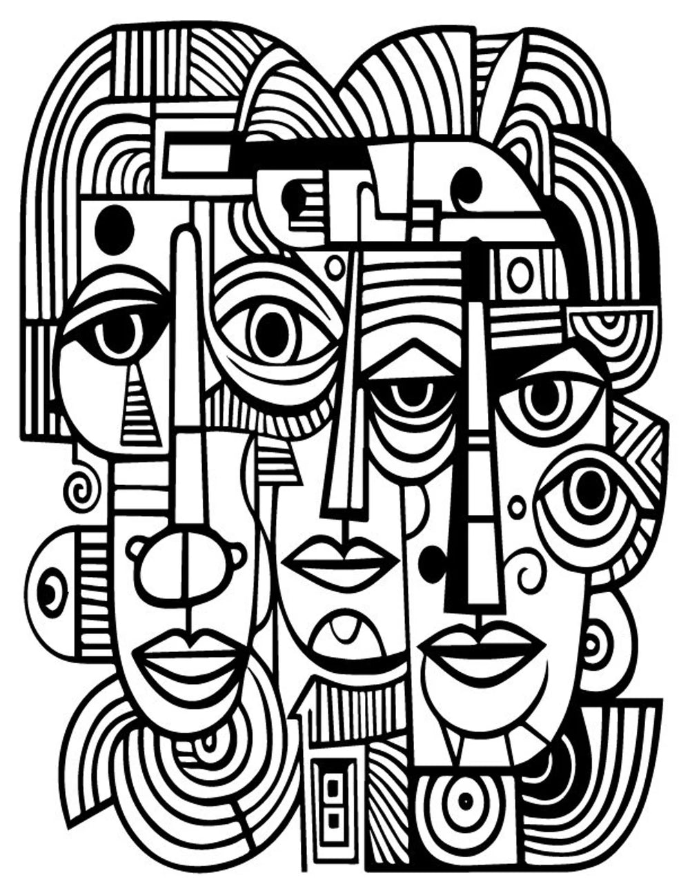 Volume 1 - Picasso Faces Coloring Pages | 50 Printable Coloring Pages | Abstract Coloring Pages | Relaxing Coloring Pages | Stress Relief