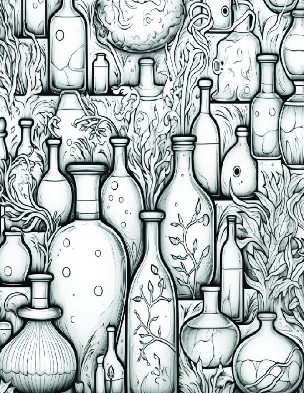 Fantasy Coloring Pages | 25 Printable Coloring Pages | Fantasy Adult Coloring | DND Coloring Pages | Grayscale Printable Coloring Book