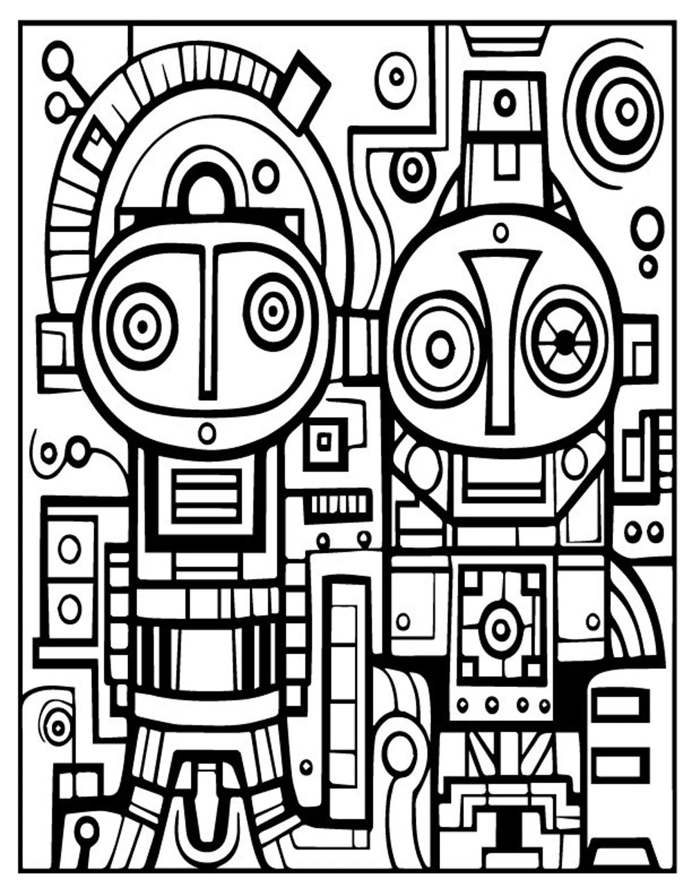 Robots & Futuristic Coloring Pages | 50 Printable Coloring Pages | Relaxing Coloring Pages | Stress Relief Coloring