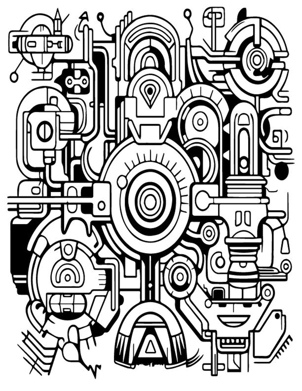 Robots & Futuristic Coloring Pages | 50 Printable Coloring Pages | Relaxing Coloring Pages | Stress Relief Coloring