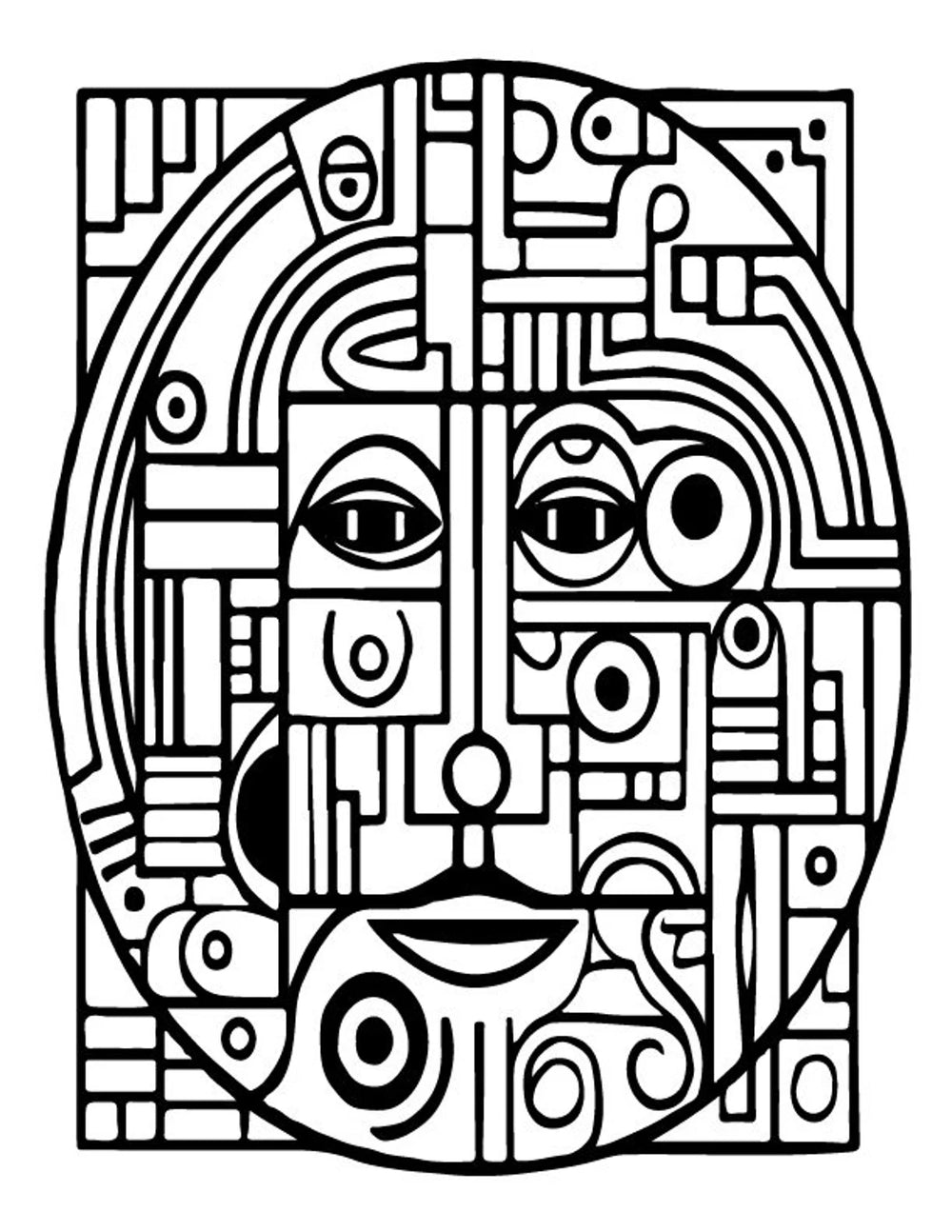 Volume 1 - Picasso Faces Coloring Pages | 50 Printable Coloring Pages | Abstract Coloring Pages | Relaxing Coloring Pages | Stress Relief