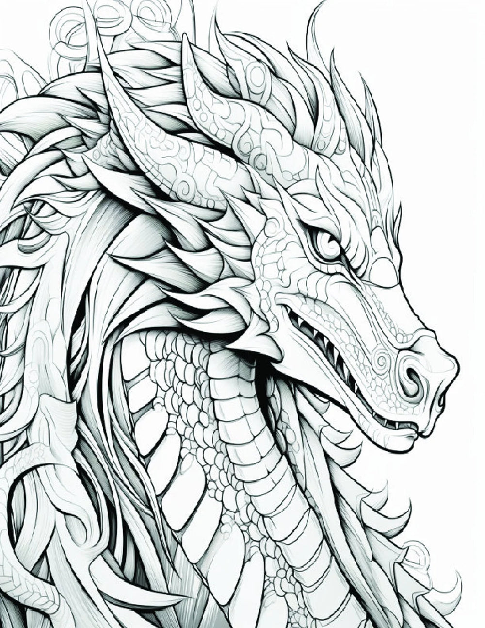Fantasy Coloring Pages | 25 Printable Coloring Pages | Fantasy Adult Coloring | DND Coloring Pages | Grayscale Printable Coloring Book