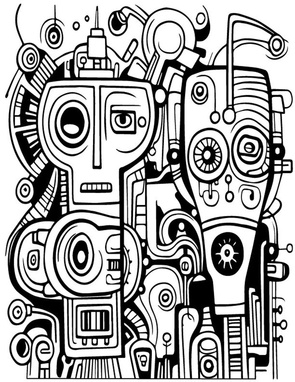 Robots & Futuristic Coloring Pages | 50 Printable Coloring Pages | Relaxing Coloring Pages | Stress Relief Coloring