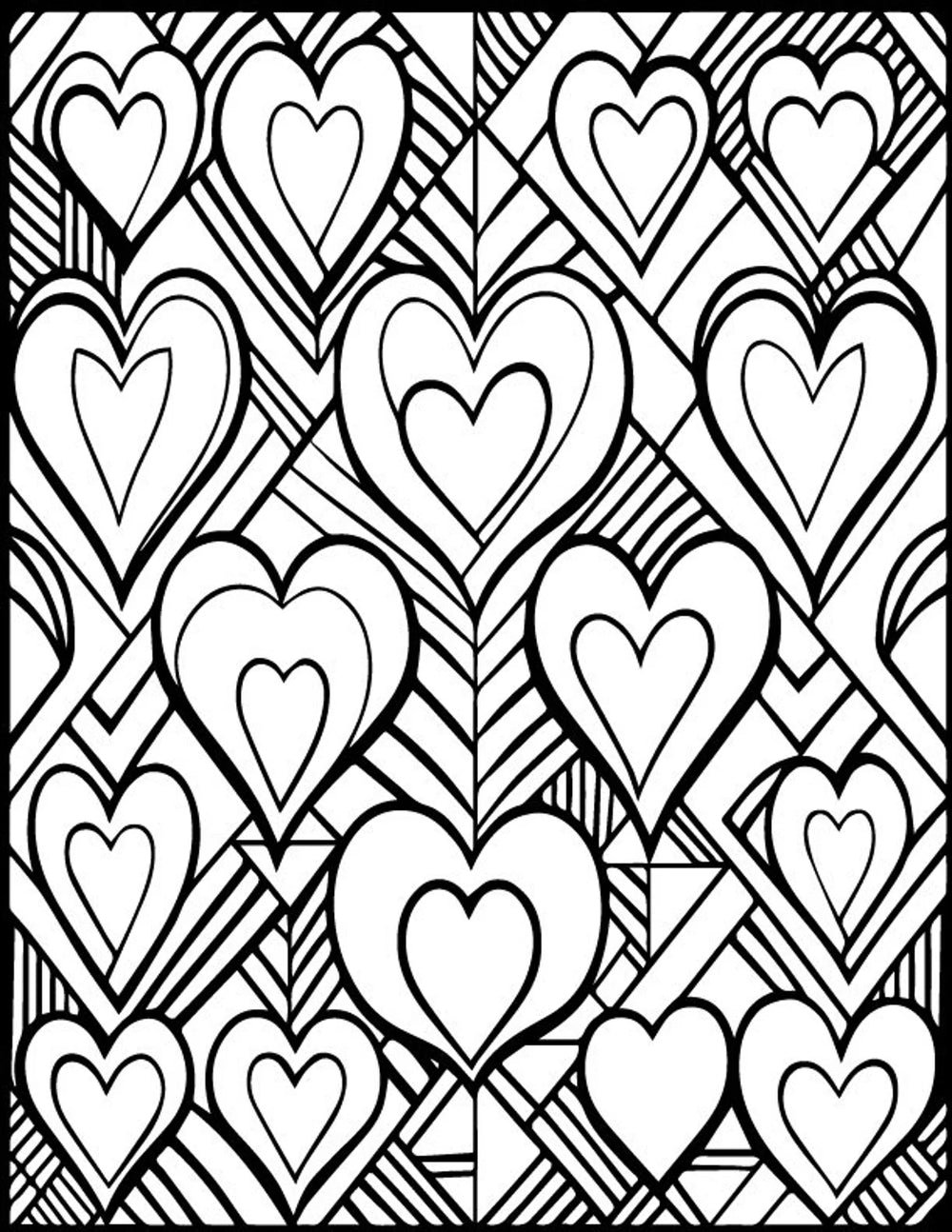 Love Year Round (or Valentine's Day) - Picasso Inspired | 50 Printable Abstract Coloring Pages | Relaxing and Stress Relief Coloring