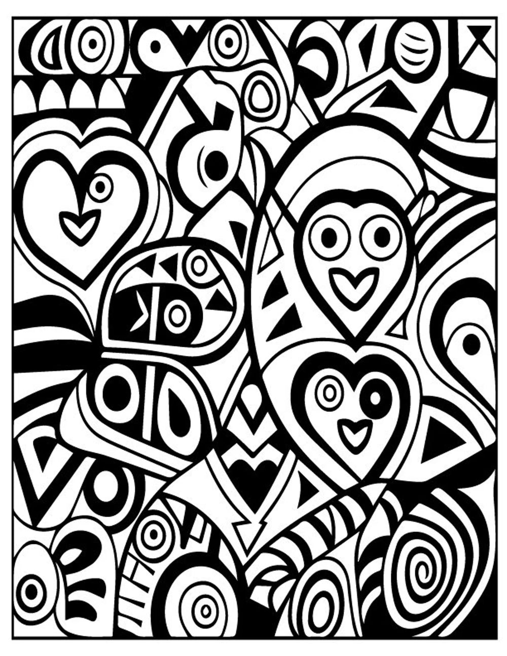 Love Year Round (or Valentine's Day) - Picasso Inspired | 50 Printable Abstract Coloring Pages | Relaxing and Stress Relief Coloring