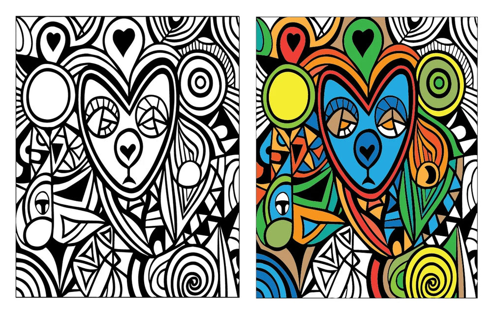 Love Year Round (or Valentine's Day) - Picasso Inspired | 50 Printable Abstract Coloring Pages | Relaxing and Stress Relief Coloring