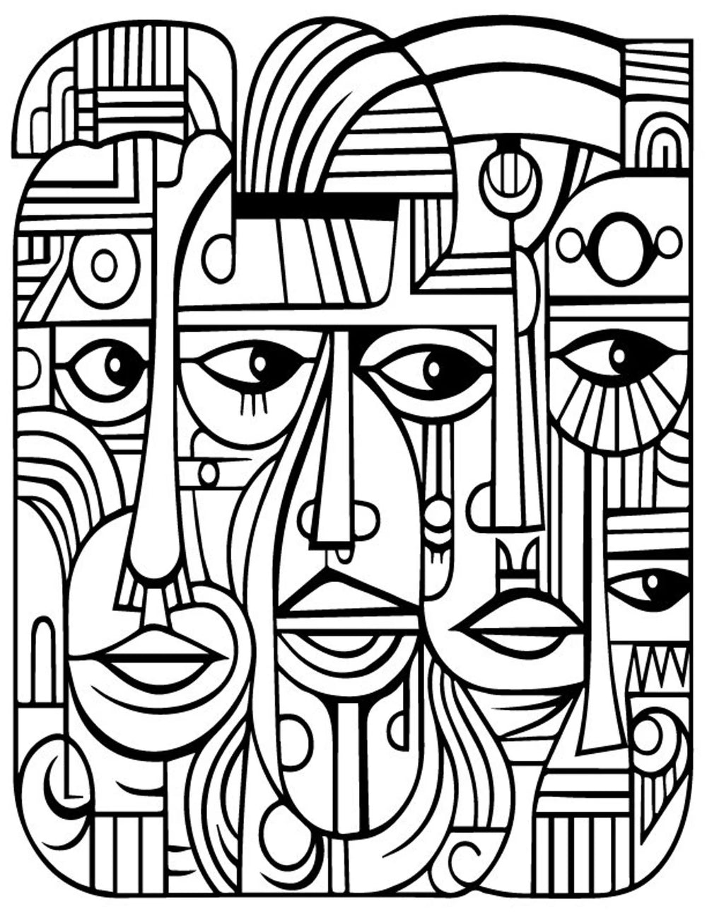 Volume 2 - Picasso Faces Coloring Pages | 50 Printable Coloring Pages | Abstract Coloring | Relaxing Coloring Pages | Stress Relief Coloring