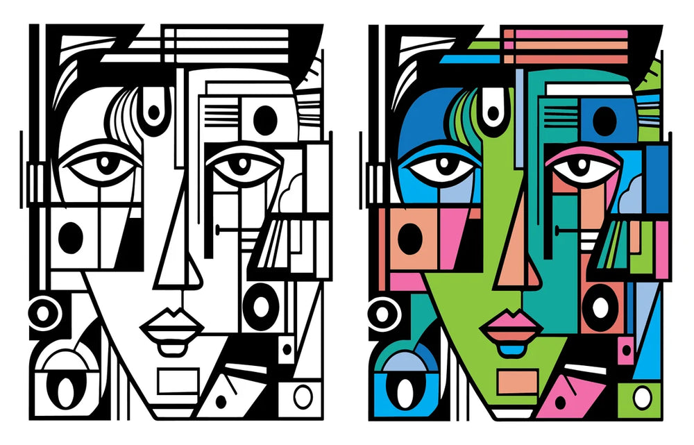 Volume 2 - Picasso Faces Coloring Pages | 50 Printable Coloring Pages | Abstract Coloring | Relaxing Coloring Pages | Stress Relief Coloring