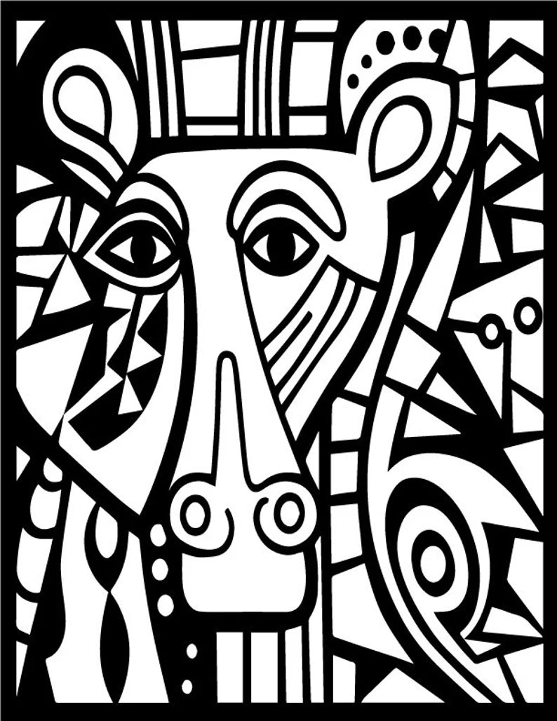 Picasso Inspired Creatures Coloring Pages | 50 Printable Coloring Pages | Abstract Coloring Pages | Relaxing and Stress Relief Coloring